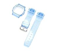 SRTYDCUR Cinturino for orologio con custodia protettiva compatibile Casio G-Shock DW-5600 DW-5000 GW-M5610 GLX-5600 cinturino for in gomma trasparente e silicone(Light blue,5600 series)