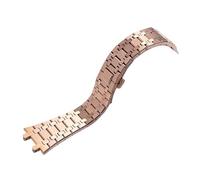 SRTYDCUR Cinturino for orologio da 21 mm 26 for uomo e donna, completamente in acciaio inossidabile, compatibile con AP ROYAL OAK 15400 26331 15500, cinturino fibbia pieghevole(Rosegold)