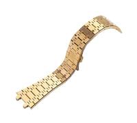 SRTYDCUR Cinturino for orologio da 21 mm 26 for uomo e donna, completamente in acciaio inossidabile, compatibile con AP ROYAL OAK 15400 26331 15500, cinturino fibbia pieghevole(Gold)