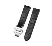 SRTYDCUR Cinturino for orologio in vera pelle compatibile con Cartier Santos 100, cinturino con fibbia pieghevole da uomo e da donna, 20 mm e 23 mm.(Black Silver,23mm)