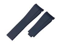 SRTYDCUR Cinturino in gomma compatibile con Rolex Submariner DAYTONA GMT Yacht-Master in silicone Bracciale nero(Blue no clasp,21mm)