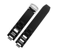 SRTYDCUR Cinturino in gomma impermeabile compatibile con il cinturino in silicone Cartier 21 Century Series da 20 * 10 mm, nero e bianco, for uomo e donna.(Black Silvery Buckle)