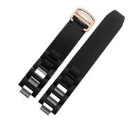 SRTYDCUR Cinturino in gomma impermeabile compatibile con il cinturino in silicone Cartier 21 Century Series da 20 * 10 mm, nero e bianco, for uomo e donna.(Black Rose Gold)