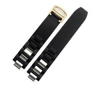 SRTYDCUR Cinturino in gomma impermeabile compatibile con il cinturino in silicone Cartier 21 Century Series da 20 * 10 mm, nero e bianco, for uomo e donna.(Black Gold Buckle)