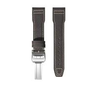 SRTYDCUR Cinturino in pelle da 20 mm, 21 e 22 compatibile con IWC Pilot Little Prince Mark uomo, cinturino fibbia pieghevole in di vacchetta, accessori for braccialetti(Dark brown white 02,21mm)