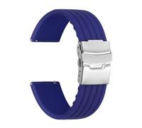 SRTYDCUR Cinturino in silicone morbido for orologio sportivo, impermeabile, in gomma, a sgancio rapido, compatibile con bracciale con fibbia pieghevole Seiko da uomo(Mid Blue,22mm)