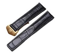 SRTYDCUR Cinturino in vera pelle compatibile con l'orologio Tag Heuer Carrera Monaco, cinturino nero marrone for orologio da polso(Black-gold,22mm)