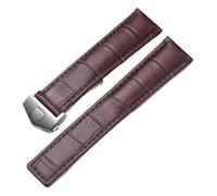 SRTYDCUR Cinturino in vera pelle compatibile con l'orologio Tag Heuer Carrera Monaco, cinturino nero marrone for orologio da polso(Brown-silver,22mm)