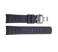 SRTYDCUR Cinturino originale curvo in gomma for orologio da uomo compatibile con Mido Multifort TV M049.526, cinturino sportivo a sgancio rapido in silicone verde e blu(Black-silver-A)