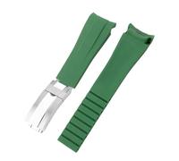 SRTYDCUR Orologio in gomma da 20 mm e 21 compatibile con Rolex nero verde blu Water Ghost Ditongna GMT RUBBER B catena for orologio in silicone(Green Silver,20mm)