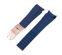 SRTYDCUR Orologio in gomma da 20 mm e 21 compatibile con Rolex nero verde blu Water Ghost Ditongna GMT RUBBER B catena for orologio in silicone(Blue rose gold,20mm)