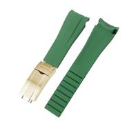 SRTYDCUR Orologio in gomma da 20 mm e 21 compatibile con Rolex nero verde blu Water Ghost Ditongna GMT RUBBER B catena for orologio in silicone(Green Gold,20mm)