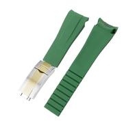 SRTYDCUR Orologio in gomma da 20 mm e 21 compatibile con Rolex nero verde blu Water Ghost Ditongna GMT RUBBER B catena for orologio in silicone(Green Silver gold,20mm)