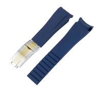 SRTYDCUR Orologio in gomma da 20 mm e 21 compatibile con Rolex nero verde blu Water Ghost Ditongna GMT RUBBER B catena for orologio in silicone(Blue Silver gold,21mm)