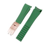SRTYDCUR Orologio in gomma da 20 mm e 21 compatibile con Rolex nero verde blu Water Ghost Ditongna GMT RUBBER B catena for orologio in silicone(Green rose gold,21mm)