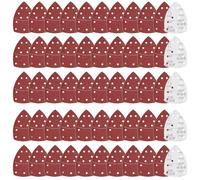 Sruhrak 60 pezzi di fogli abrasivi 152x105mm Triangolari Carta Vetrata con 11 fori grana 55 Carta Abrasiva Levigatrice Mouse per legno, metallo e plastica