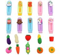 SRunDe 20 Pezzi Push-Pull in Gomma per Matite, Gomma a Scomparsa, Gomma Profumata, Gomme da Cancellare Kawaii per Bambini per Bambini, Studenti, Scuola, Regalo Per L'Ufficio