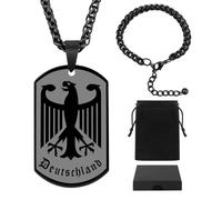 SRunDe Collana con aquila tedesca e bracciale da uomo
