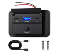SRunDe Presa USB 12v Camper 3 Porte Doppio USB C 30W & USB-A 18W Prese Usb | con Interruttore Pulsante Montaggio Superficie Leggero Integrabile Ricarica Rapida per Camper Camion Barche Autobus RV 12-24V
