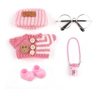 SRunDe set di Vestiti Adatti per bambole da 17 cm peluche abiti coordinati per il peluche Perfetto per Collezionisti e Bambini Viene fornito con una piccola bottiglia d'acqua scarpe occhiali