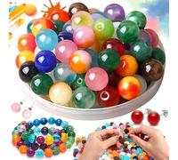 Srup 100 Pezzi Perline di Vetro Colorate, Perline Colorate Perla Rotonde Perline, Perline Colorate per Braccialetti, Perle per Bigiotteria, Sciolte Semiprezioso Perle per DIY Collana Braccialetto
