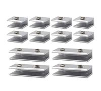 Srup 12 Pezzi Quadrata Forma Supporto Vetro Regolabile, Staffa Reggimensola in Vetro Regolabile, Mensole in Vetro Di Alluminio Clip di Vetro, per Vetro Spesso 6-8 Mm, per Mensola da Bagno(Con Viti)