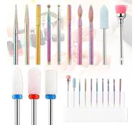 Srup 13 Pezzi Set punte da trapano per unghie, Punta Fresa Manicure Elettrica Accesso, Punte da trapano da 3/32 per manicure pedicure, Punte Fresa per Unghie Professionali, Punte Fresa Unghie