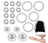 Srup 19 Pezzi Braccialetti di massaggi, Palla di massaggio igelball, Sfere di digitopressione magnetica con 10 anelli massaggio per le dita, Skills Set massaggi per igelball, Massaggio sfera magnetica