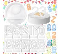 Srup 2 Pezzi Numeri Stampo per Candeliere, Numeri Fai Da Te 0-9 Combinazionenumeri Stampo in Silicone 3D, Stampi in Silicone per Resina, Per Compleanno, Per La Festa Della Mamma, In Silicone