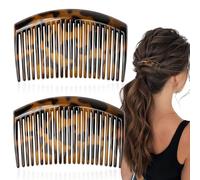 Srup 2 Pezzi Pettinini Fermacapelli, Pettine Francese Fermagli per Capelli, Pettini da infilare, Pettini Professionali in Marrone Avana, Mini pettini per capelli da acconciatura