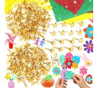 Srup 200 Pezzi 8 mm mini fermagli di carta, Mini Chiusura di Carta a Treccia, Metallo Elementi di Fissaggio in Carta, Fermacarte in Ottone Carta Spaccata, (Testa rotonda, stella a cinque punte)