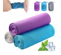 Srup 3 Pezzi Asciugamano di raffreddamento, Asciugamano di asciugamano di raffreddamento, Panno di raffreddamento asciugamano refrigerato, Asciugamano fresco traspirante (grigio, blu, viola)