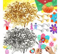 Srup 400 Pezzi 8 mm mini fermagli di carta, Mini Chiusura di Carta a Treccia, Metallo Elementi di Fissaggio in Carta, Fermacarte in Ottone Carta Spaccata, (oro, argento)