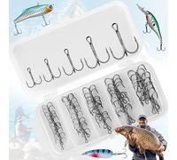 Srup 50 Pezzi Amo Pesca Tripla Punta, Triplo Spinato Pesce Gancio, Ami Tripli Acciaio Carbonio, con Scatola Attrezzatura da Pesca,Adatto per la Pesca in Lago, in Fiume, in Mare