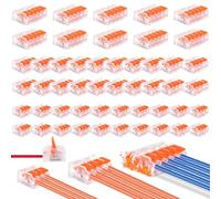 Srup 50 Pezzi Connettori Elettrici con Polo, Connettori Elettrici con Leva di Comando, per conduttori da 4 mm², Possono Essere Combinati liberamente per Cavi 2-3-5 Conduttori