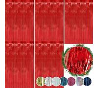 SRV Hub® - Confezione da 5 fili di lametta di Natale, capelli d'angelo, decorazione natalizia da appendere per parete o finestra, dimensioni 1,2 m (lamina rossa)