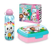 SRV Hub Gabby’s Dollhouse Set per pranzo per bambini e borraccia in alluminio - Scatola per snack in plastica senza BPA e borraccia sportiva a tenuta stagna da 500 ml - Leggero, regali di Natale, set