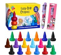 SRV Hub Set di 19 pastelli a dita con penna a sfera retrattile 6 in 1 Hello Kitty, lavabili, atossici, con impugnatura impilabile, giocattoli artistici e penna multicolore arcobaleno per bambini e