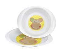 SRV Hub® Set di 2 ciotole e piatti con animali stampati per pranzi sani, colazione e cena, ideale per mani piccole, materiale ecologico (scimmia)