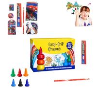 SRV Hub Set di cancelleria Spiderman da 5 pezzi e 7 pastelli a cera spessa - Notebook A5, matita, gomma, righello e temperino - Set di scrittura e arte supereroi per ragazzi - Regalo di compleanno e