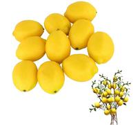Srvauyea 10 Pezzi Artificiale Giallo Limone, Decorazioni a Limoni Artificiali, Limoni Gialli in Finta Plastica, Finto Giallo Limone Decor per Decorazione da Tavolo Cucina Decorativo Ciotola di Frutta