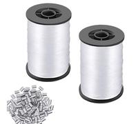 Srvauyea 250M Filo di Nylon Trasparente, 0,8/0,6 mm Filo da Pesca Trasparente Monofilo, Corda da Pesca Resistente con 200 Pezzi in Alluminio per Fai Da Te, Pesca, Artigianato, Gioielli, Appendere