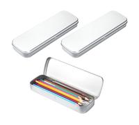 Srvauyea 3 Pezzi Scatole per Matite in Metallo, Scatola di Latta con Coperchio, Contenitori in Metallo Rettangolari, Organizer Portatile per Scuola, Riporre Articoli di Cancelleria