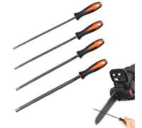 Srvauyea 4 Pezzi Lima per Motosega, Set di Lime in Metallo, Affilatore Catena Motosega, Lima Affila Catena Motosega, Lime Rotonde per Catene di Motosega, Lime con Manici per il Bricolage in Metallo