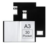 Srvnpioy 2 Pezzi Portalistini A3 30 Tasche, Apertura Superiore, in PP, Nero