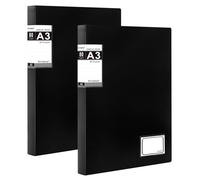Srvnpioy 2 Pezzi Portalistini A3 80 Tasche, Apertura Superiore, in PP, Nero