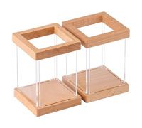 Srvnpioy Confezione da 2 Portapenne in legno, Portamatite in acrilico, Portaoggetti di Cancelleria, Organizer da Scrivania pour le bureau, l'école et la maison