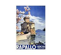 SRVOOZ Rapallo Genova Italië Poster vintage Reizen su tela, decorazione artistica da parete, per soggiorno, camera da letto, 30 x 45 cm