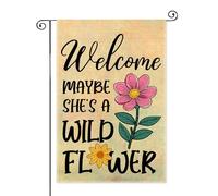 SRWNFOS Welcome Maybe She's A Wild Flower Garden Flags for Outside, Boho Floral Welcome Garden Flag for Botanical Lovers, Wildflower Yard Flag for Nature Lovers, Inspirational Citazione Prato Portico