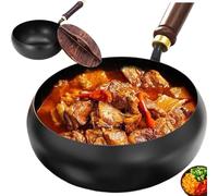 SRXY Padella In Ferro Cinese,Padella Cinese Di Ferro,Pentola InFerroSpesso Non Rivestito,Rust-Free,Round Bottom Wok With Wooden Lid Lid (A,9.4inch)